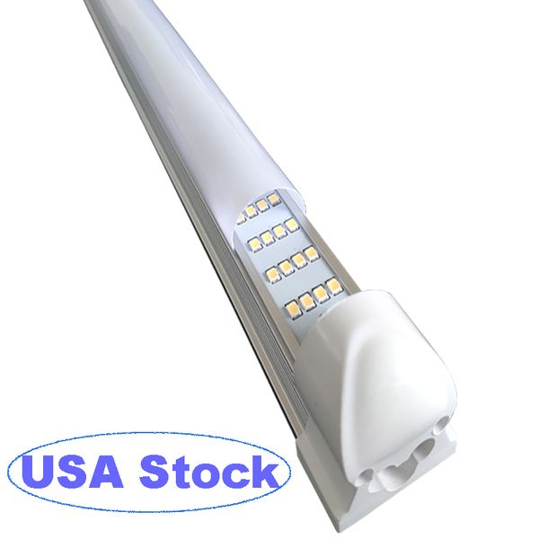 LED Shop Light 8FT 4FT 72W 144W 6000K bianco freddo driver NO-RF 4 file T8 8 piedi LED tubo lampada lampada collegabile utilità plafoniere copertura latteo glassato crestech888