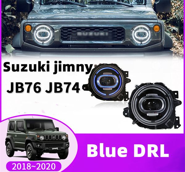 Auto Scheinwerfer Für Suzuki jimny JB76 JB74 20 18-20 20 Blau DRL Tagfahrlicht LED Nebel Lichter auto Zubehör Kopf Lampe