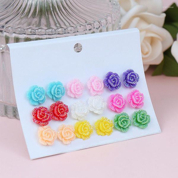 Ohrstecker, 9/12 Paar, Acryl, bunte Tulpe, Rose, Ohrstecker-Set, modisch, Kreis-Ohrstulpe, perforiert, Schmuck, Damen-Accessoires