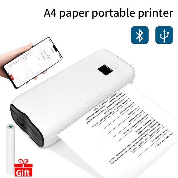 Impressoras de tinta Android gratuito iOS Mobile Bluetooth A4 Impressora sem fio Impressora térmica portátil para imprimir a página da web de imagem pdf de documento A4