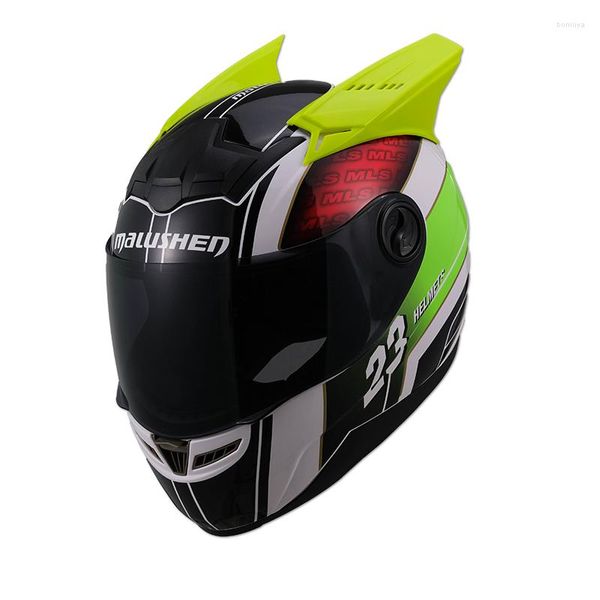 Motorradhelme Helm mit Hörnern Design Vollgesichts-Autorennen ECE-zugelassene Herren-Sicherheitsmütze Casco Casque