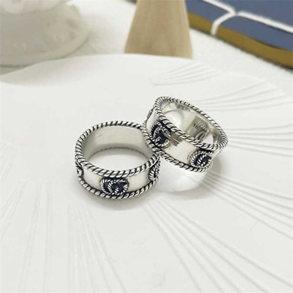 Designer-Schmuck, Armband, Halskette, Ring, antikes 925-Twist-Trendsetter-Liebhaberpaar auf Ring