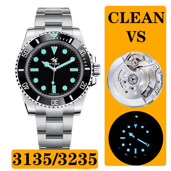 Clean Vs Luxury Men Sports Puffo Orologi 3135 3235 Orologi meccanici automatici in acciaio inossidabile 904L Orologi sottomarini Designer Diving verde smeraldo Lunetta in ceramica