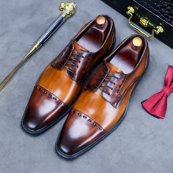 Büroschuhe Vintage Design Oxford Herren Kleid Schuhe Handgefertigte formelle Business Bicolo Vollnarbenleder Schuhe für HerrenBicolo