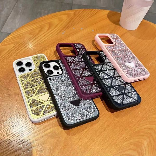 Designer Bling Glitter Diamond Pattern Capas de telefone celular para homens mulheres Apple Iphone 14 13 12 11 Pro Max Espumante Capas traseiras móveis de corpo inteiro Fundas sortidas