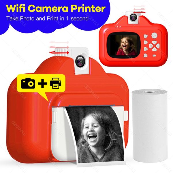 Printers Children Camera Stampa istantanea per bambini 1080p telecamera HD con mini fotocamera per giocattoli per stampanti per foto termiche per regali di compleanno