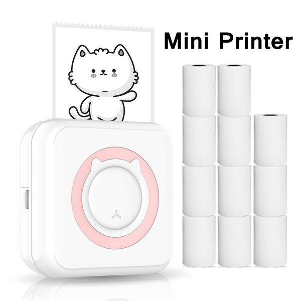 Drucker Mini tragbare Druckermaschine Beschriftung Thermoaufkleber Etikettendrucker Fotodrucker für Telefon Drahtloses Bluetooth Schnelles Drucken Zuhause