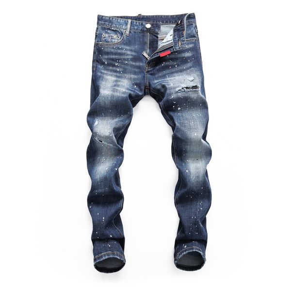 Herren-Jeans 23 Designer-Hosen, zerrissen, hoch, Designer-Herrenjeans, bestickte Hosen, modische Loch-Hosen, meistverkaufte Reißverschluss-Hosen, Patches Detail, Biker-Fit-Denim-Jeans, th g0