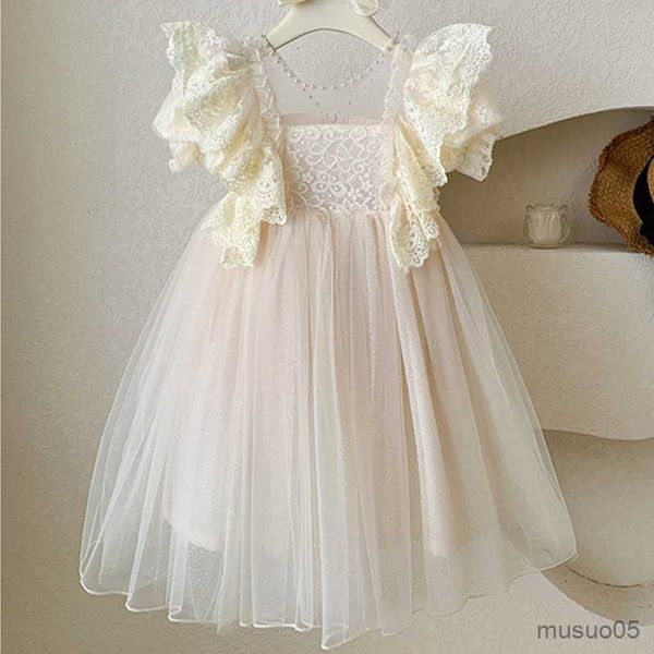 Abiti da ragazza stile estate perle principessa bambina vestito da festa compleanno abiti da sposa per vestiti per neonati