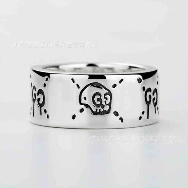 Designer-Schmuck, Armband, Halskette, Ring, 925er Sterlingsilber, hohler Totenkopf, Elfenliebe, furchtloser Gänseblümchen-Paarring