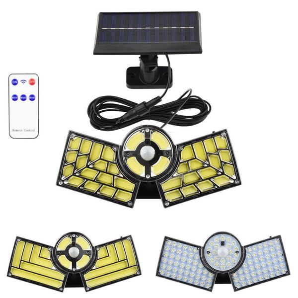 112LED 120COB SPLIT SOLAR LIGHT 3 HEADS Датчик движения Солнечная лампа Внутренняя широкоугольная проницательность.