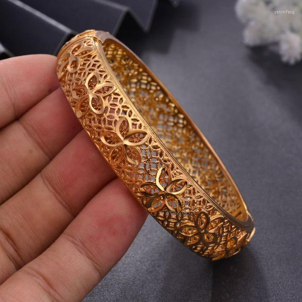 Bangle Wando 1pcs/лот роскошный арабский золотой браслеты для женщин/девочка Ближнего Востока Дубая Свадебные ювелирные изделия Эфиопский африканский подарок на Хэллоуин