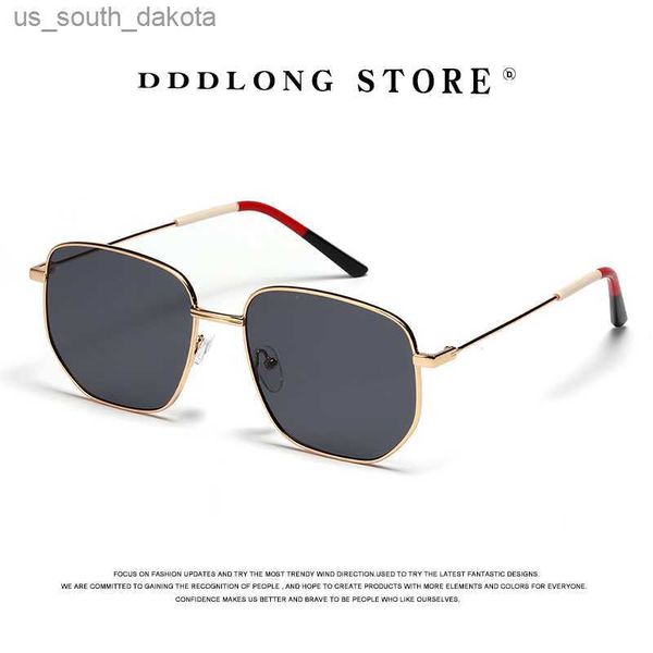 Óculos de sol Dddlong Retro Fashion Square Glassses Menino Men Metal Sun Glasses Classic Vintage UV400 Outdoor Shadow Unisex D128 L230523