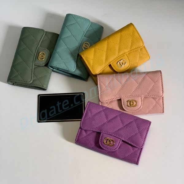 Top Designer Fashion Card Pack Pacote feminino Feminino de moeda de moeda Pouca bolsa de luxo de luxo de couro de couro real carteiras de fivela com caixa