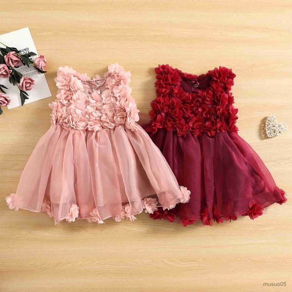 Abiti da ragazza bambino neonato bambino bambino neonate vestito principessa fiore tulle festa compleanno abiti da sposa per ragazze