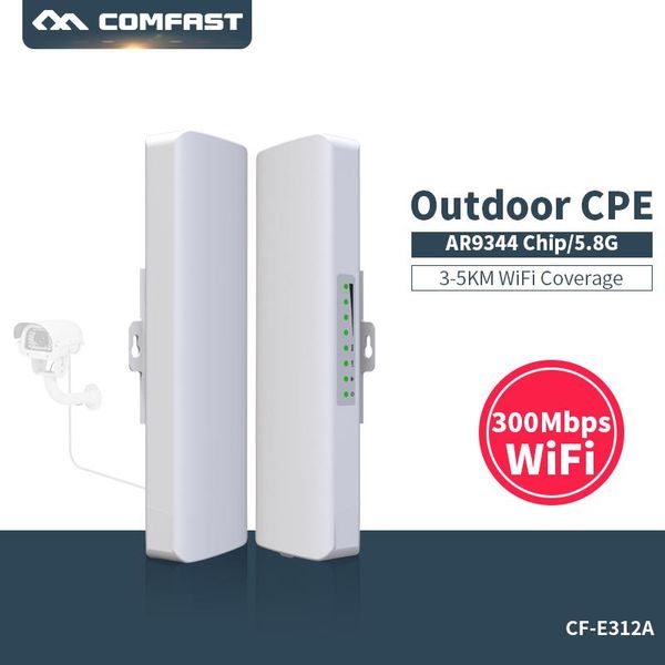 Router comfast 300mbit / s 5G Wireless Outdoor WiFi Long Range CPE 2*14DBI -Antenne Wi Fi Repeater Router Access Point Bridge AP CFE312A V2