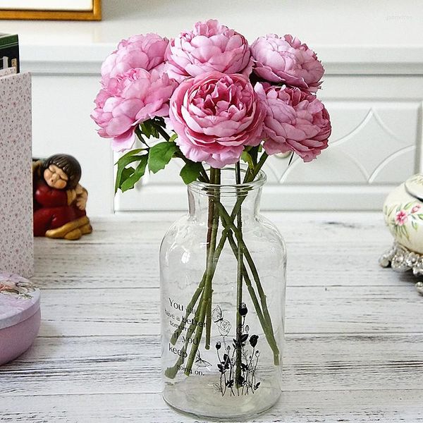 Fiori decorativi Piante artificiali Ramo di fiori finti Nebbia dei sogni Tea Rose Simulazione Home Wedding Pography Decorazione Arte floreale