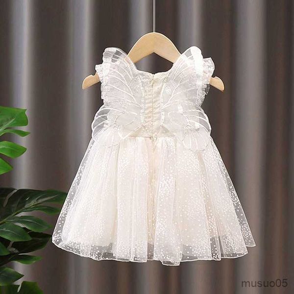 Mädchenkleider Baby Kleinkind Kind Mädchen Kleid Netzkleid mit Schmetterlingsflügeln Prinzessin Party Geburtstag Kleider Sommer