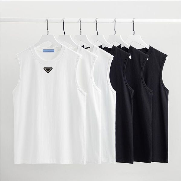 P-ra Moda Tasarımı Erkek Tankı Üstleri Gömlek Yüksek Kaliteli Lüks Tasarımcı Markası Erkek Siyah Beyaz Koyu Gri %100 Pamuk Gevşek Spor Rahat Kolsuz Tişört Tshirt
