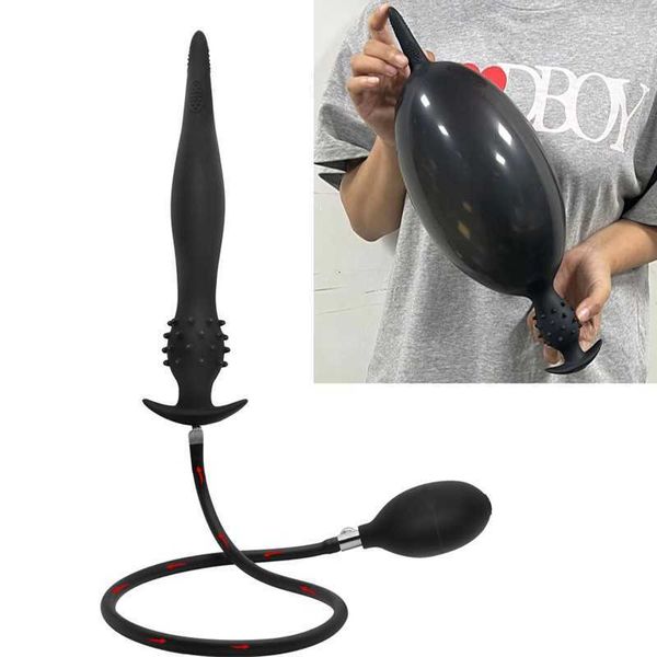 Sexo massageador inflável anal plug enorme bunda silicone vibrador longo puxar grânulo masturbadores brinquedo estimular g-ponto brinquedos para mulheres homens