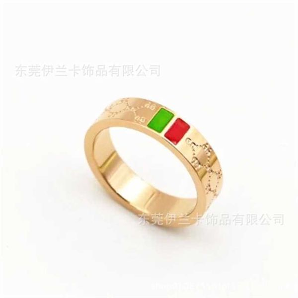 Designer-Schmuck, Armband, Halskette, Ring, Paar, einfacher Titanstahl, rot-grüner zweifarbiger Ring