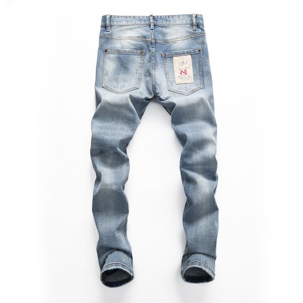 Calças de jeans de jeans rasgou calças de jeans masculinas de designers altos calças bordadas calças de moda de moda com zíper mais vendido