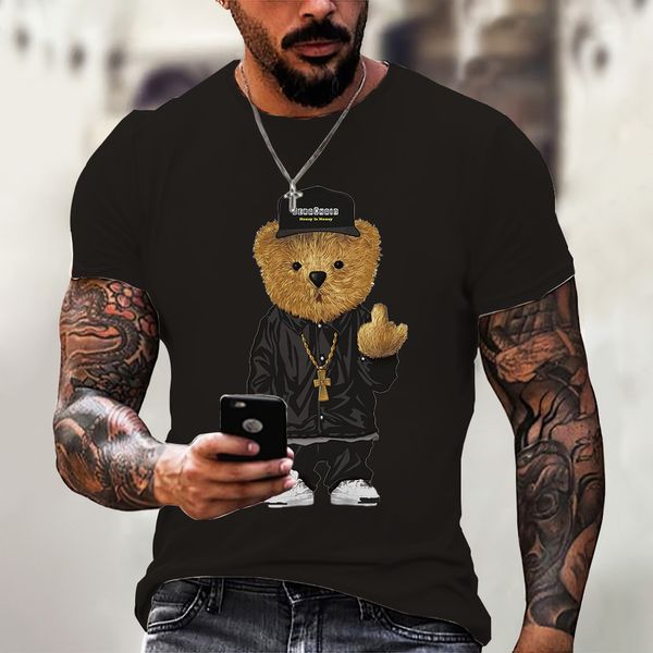 T-shirt vintage masculino solto o pescoço marinheiro 3d padrão de manga curta Casual Hip Hop Top e camiseta masculina 6xl