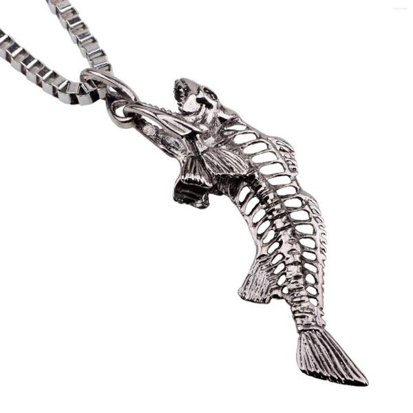 Correntes Cretáceo Colar de colar de peixe Esqueleto traseiro Mirror Decoração pendurada Ornamento para carro