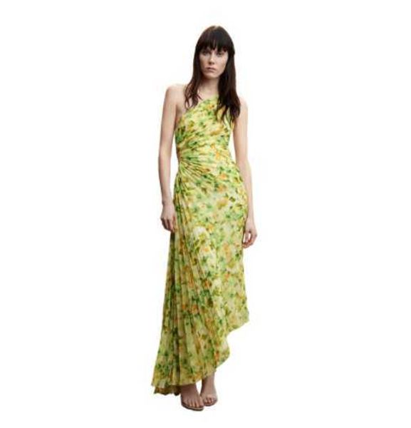 Abiti casual Eleganti abiti maxi con colletto diagonale pieghettato viola arruffato per le donne Abito irregolare senza maniche senza schienale Abiti da sera per signora P230407