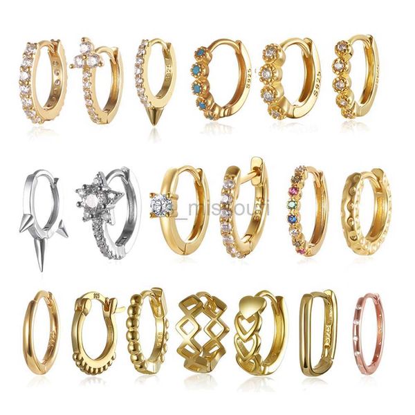 Brincos de argola redonda de mini -aro de arco prateado 925 100 unissex 18k cor de ouro para mulheres diamante de unha de osso pequeno imite piercing jóias j230529