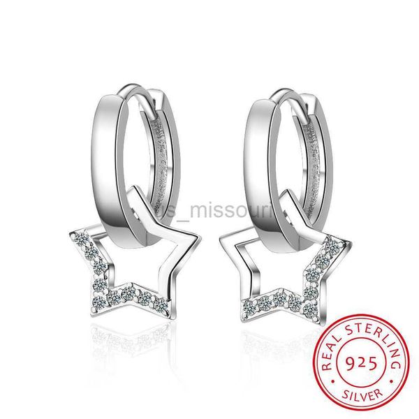 Stud Echte 925 Sterling Silber Hohl Stern Creolen Für Frauen Sterlingsilverjewelry Kleine Kreolische Ohrring Boucle D'oreille J230529