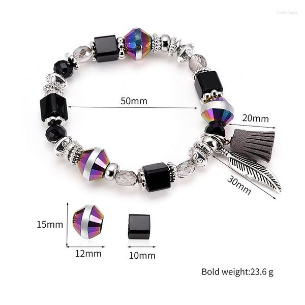 Bracelets de charme noennome de uma camada de elasticidade colorida vidro de vidro contas de cristal preços folhas folhas de folha de pulsação judeu para mulheres