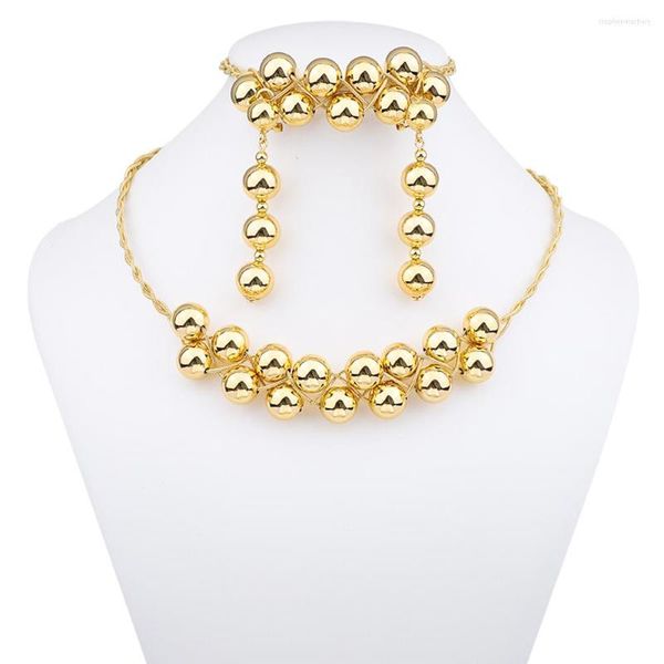 Серьги -ожерелье набор золотого цвета ювелирные украшения Дубай Модный женский браслет Nigeria Bride Wedding Partique