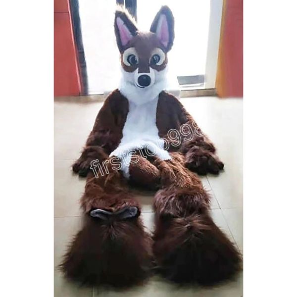 Tamanho do adulto Melhor preço Preço Furry Husky Dog Mascot Costume Desempenho Simulação Cartoon Anime Personagem Adultos Tamanho do Natal A publicidade ao ar livre