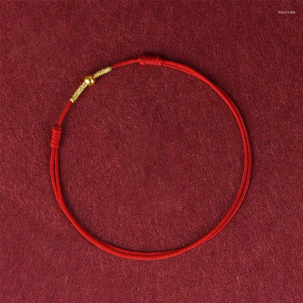 Strand PANJBJ Piccolo colore oro titanio perline filo rosso intrecciato braccialetto intrecciato per donna ragazza cavigliera coppia gioiello regalo goccia