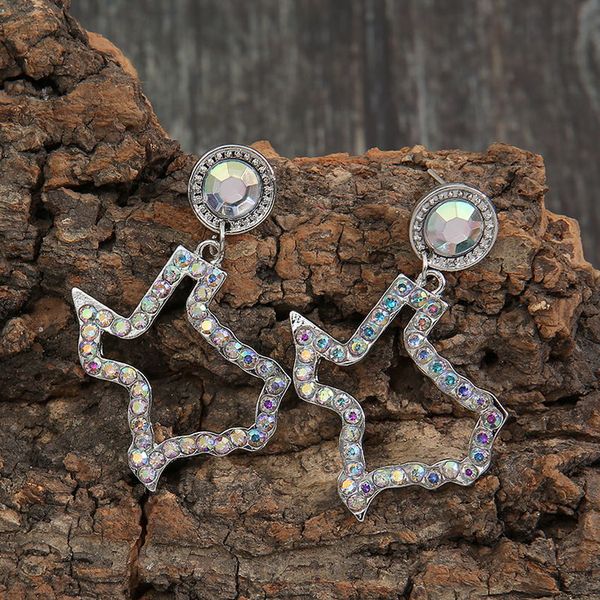 Brincos delicados do Texas 2021 Novo pavor colorido de cristal colorido TX Brincos de mapa para mulheres boutique jóias frete grátis