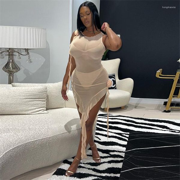 Casual Kleider Frauen Sexy 3 Stück Set Kleid BH Höschen Futter 3D Blumenband Rüschen Asymmetrische Sheer Mesh Mini Club Party Anzüge