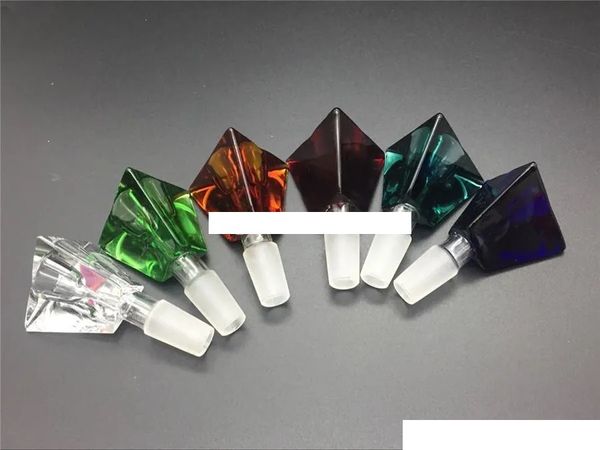 Männliche Raucherschale 18 mm 14 mm Farben Dreieck 3D-Diamantglasschale für Bongs dicke Pyrexglas-Ölbrennerschale