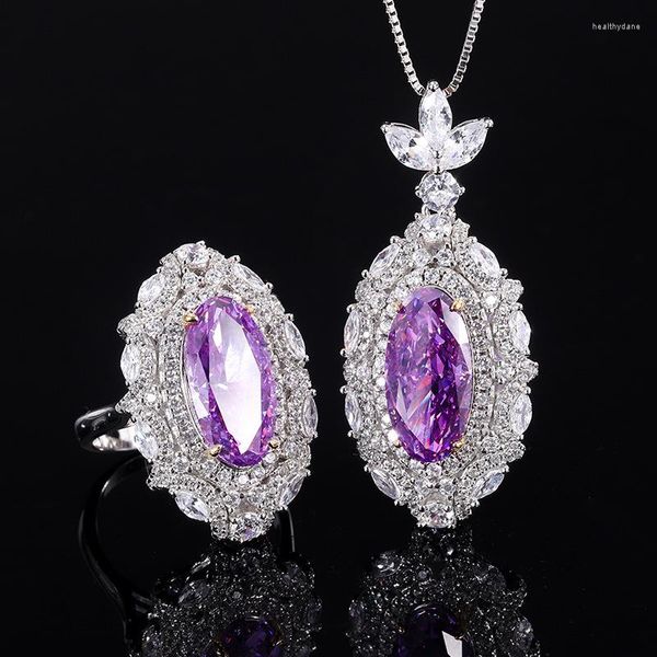 Catene Luomansi 8 16MM oliva viola ad alto tenore di carbonio collana di diamanti anello gioielli femminili S925 argento festa anniversario regalo di compleanno