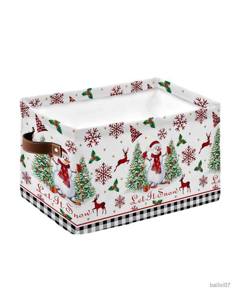 Basket Christmas Christmas Snowman Snowflake Elk Roupa à prova d'água Roupas dobráveis ​​Cestos de armazenamento Casquete Kids Toys Organizador balde de armazenamento