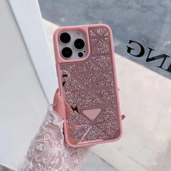 Glitzerdesigner Bling Diamond Muster Handyhüllen für Herren Womens Apple iPhone 14 13 12 11 Pro Max Sparkling Ganzkörper Mobile Back Covers Fundas Schwarz