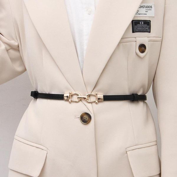 Cinture Eleganza da donna regolabile sottile per le donne moda cappotto magro cintura in vita con gancio in metallo fibbia in vita U9Q3