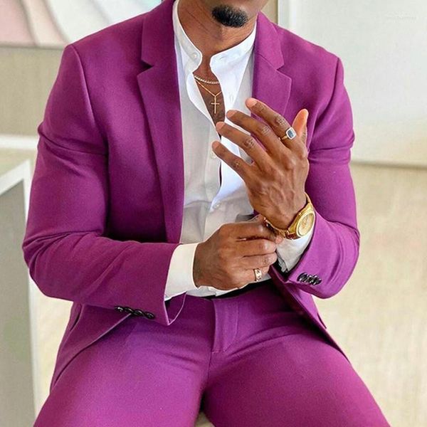 Ternos masculinos 2 peças homens roxos terno 2023 Talior fez do noivo Tuxedo Man Man Formulário de Prom Partemo de Prom