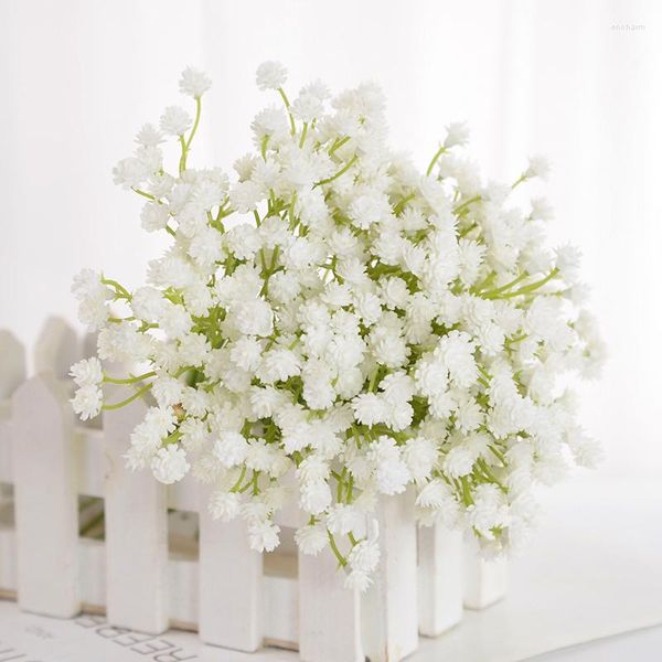 Flores decorativas 1/2pcs 20cm Babysbreath White Artificial Flower Plástico Fake Plant Gypsophila para casal para festa DIY Scrapbooking