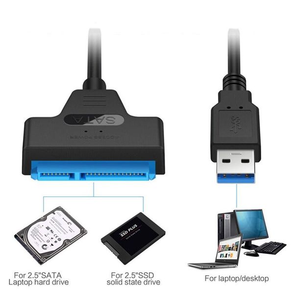 Приводы SATA USB Cable SATA до USB 3.0 Адаптер Suport 2,5 дюйма Внешний жесткий диск HDD SSD 22 PIN -штифт SATA III Кабель USB SATA 3.0 Адаптер