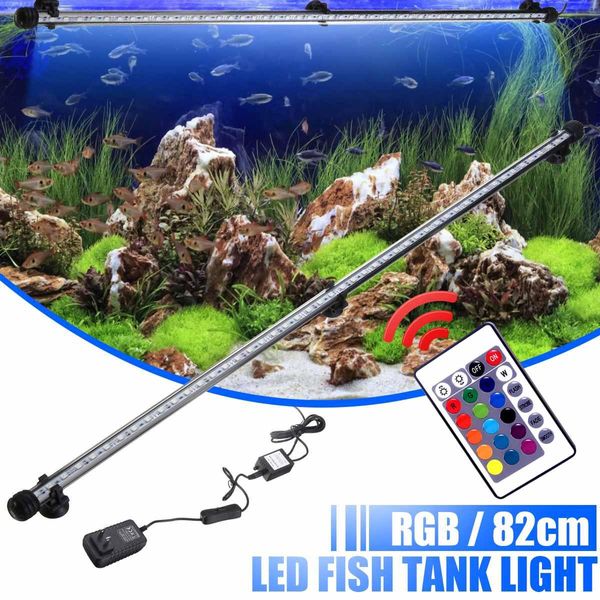 Lightings Ip68 Su geçirmez LED akvaryum ışıkları balık tankı RGB ışık çubuğu 82cm dalgıç sualtı klipsli lamba su dekoru 110240v ABD fiş