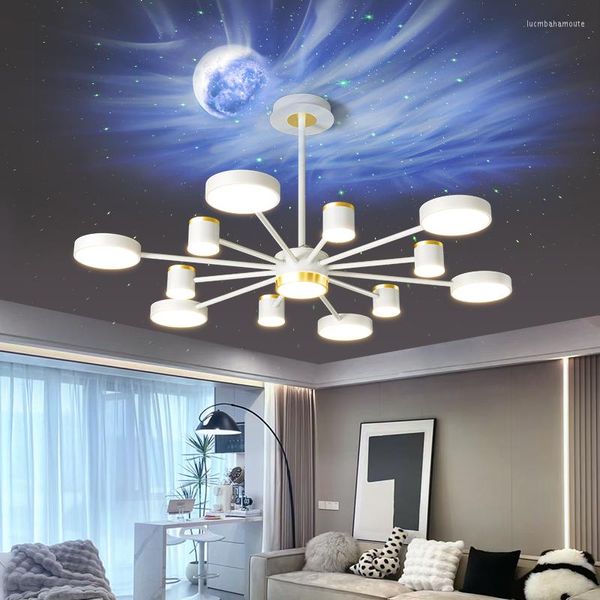 Lampadari LED Lampadari creativi moderni con proiezione di ombre R per soggiorno, camera da letto, studio, lampade per illuminazione interna