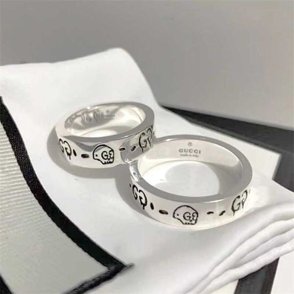 Tasarımcı Mücevher Bilezik Kolye Yüzüğü Erkekler İçin Kadın Çift Çift Yüzüğü Sterling Imp Elf Kafatası