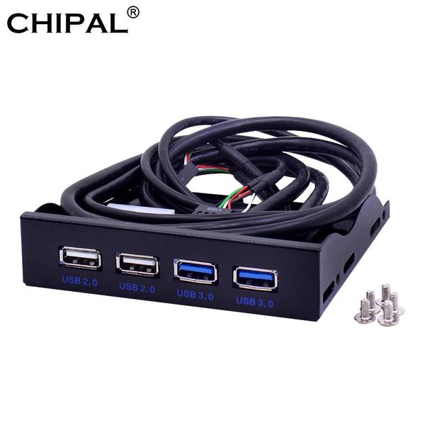 Hubs Chipal 4 portas USB 2.0 USB 3.0 Painel frontal Hub USB3.0 Adaptador de suporte de combinação interna do divisor para PC Desktop Bay de disquete de 3,5 polegadas