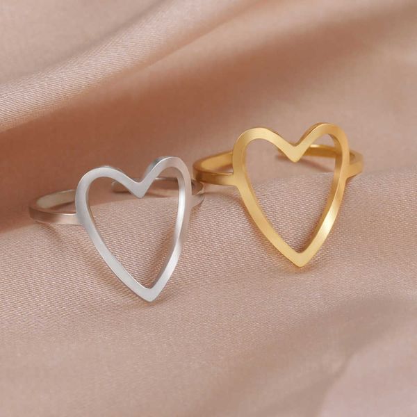 Bandringe My Shape Heart Hollow Ring Damen Mädchen Edelstahl Verstellbare offene Fingerringe Schöner Modeschmuck Geschenk rs AA230530